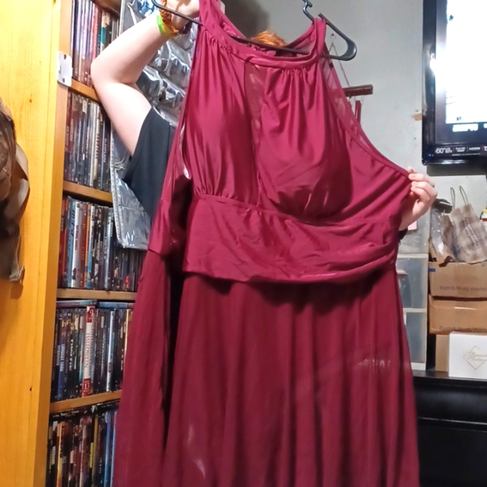 Elegant Burgundy Halter Swim Suit - Picture 2 of 4